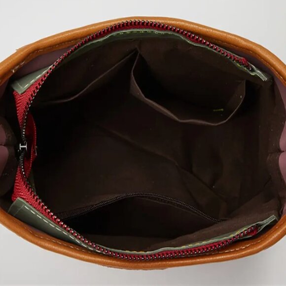 Womens Fashion Crossbody Bag Random Color Patchwork Shoulder Bag Leather Fabric - Picture 4 of 11